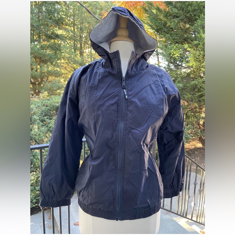 CLOZ  BLUE RAIN COAT Jacket HOOD Full ZIP POCKET YOUTH Extra LARGE XL LINED NWOT